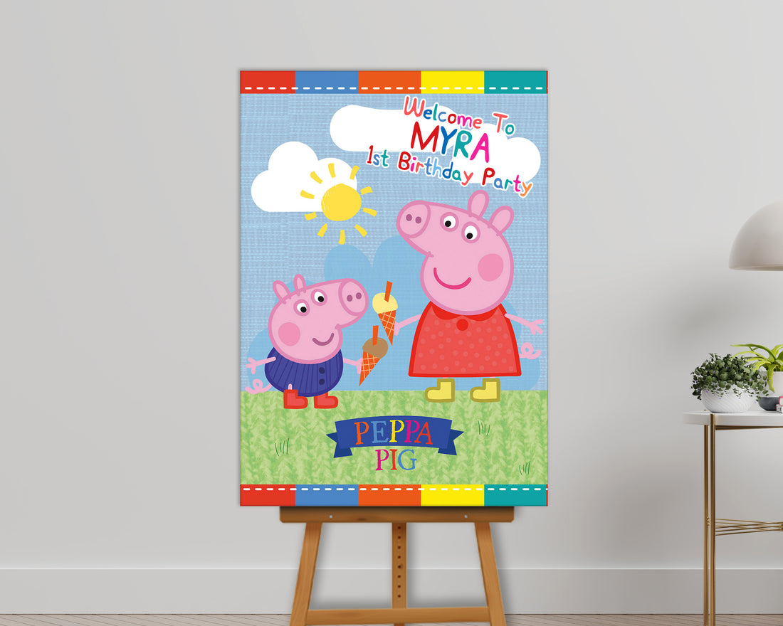 Peppa Pig Theme Customized Welcome Board