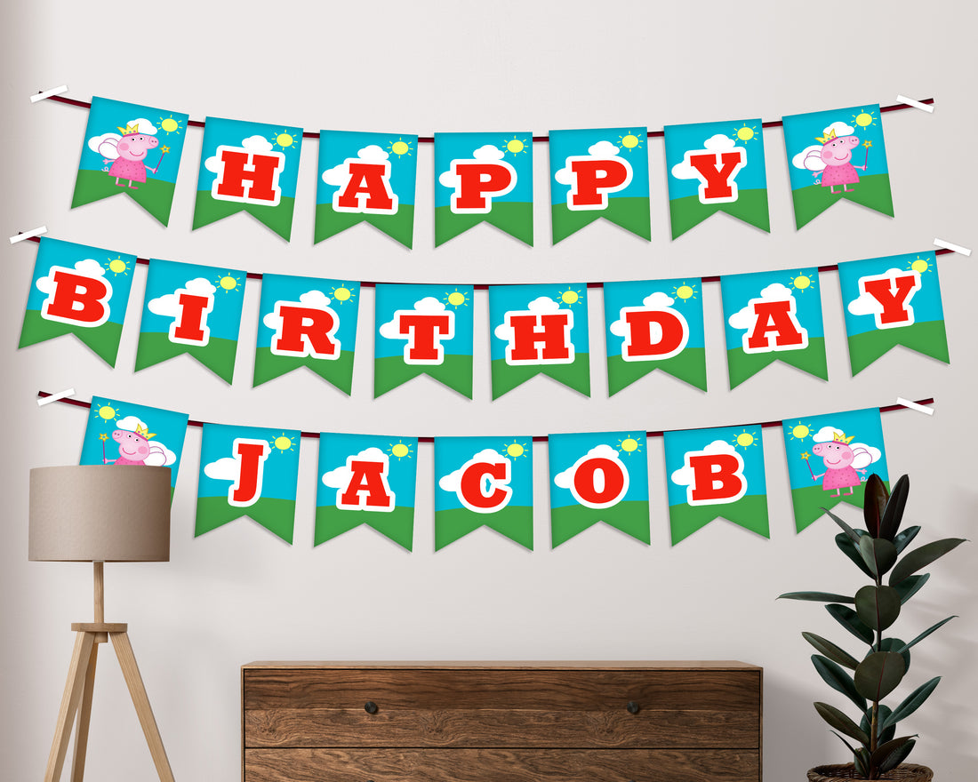 Peppa Pig Theme Customized with Baby Name Hanging