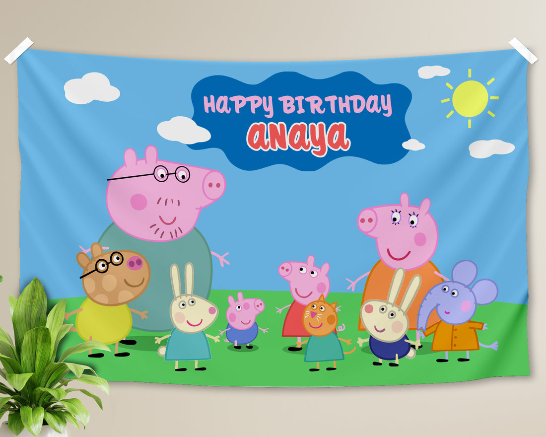Peppa Pig Theme Personalized Backdrop