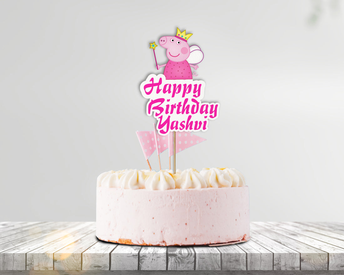 Peppa Pig Theme Personalized Cake Topper