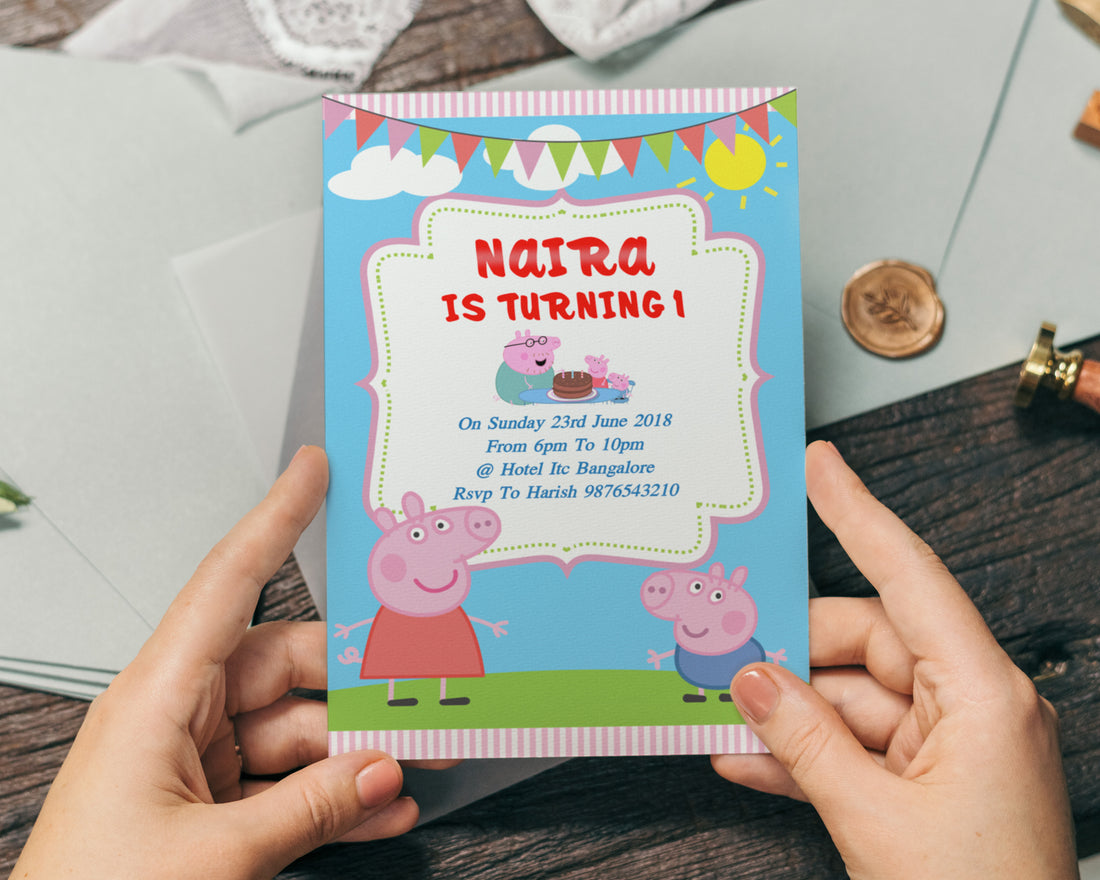 Peppa Pig Theme Personalized Invite