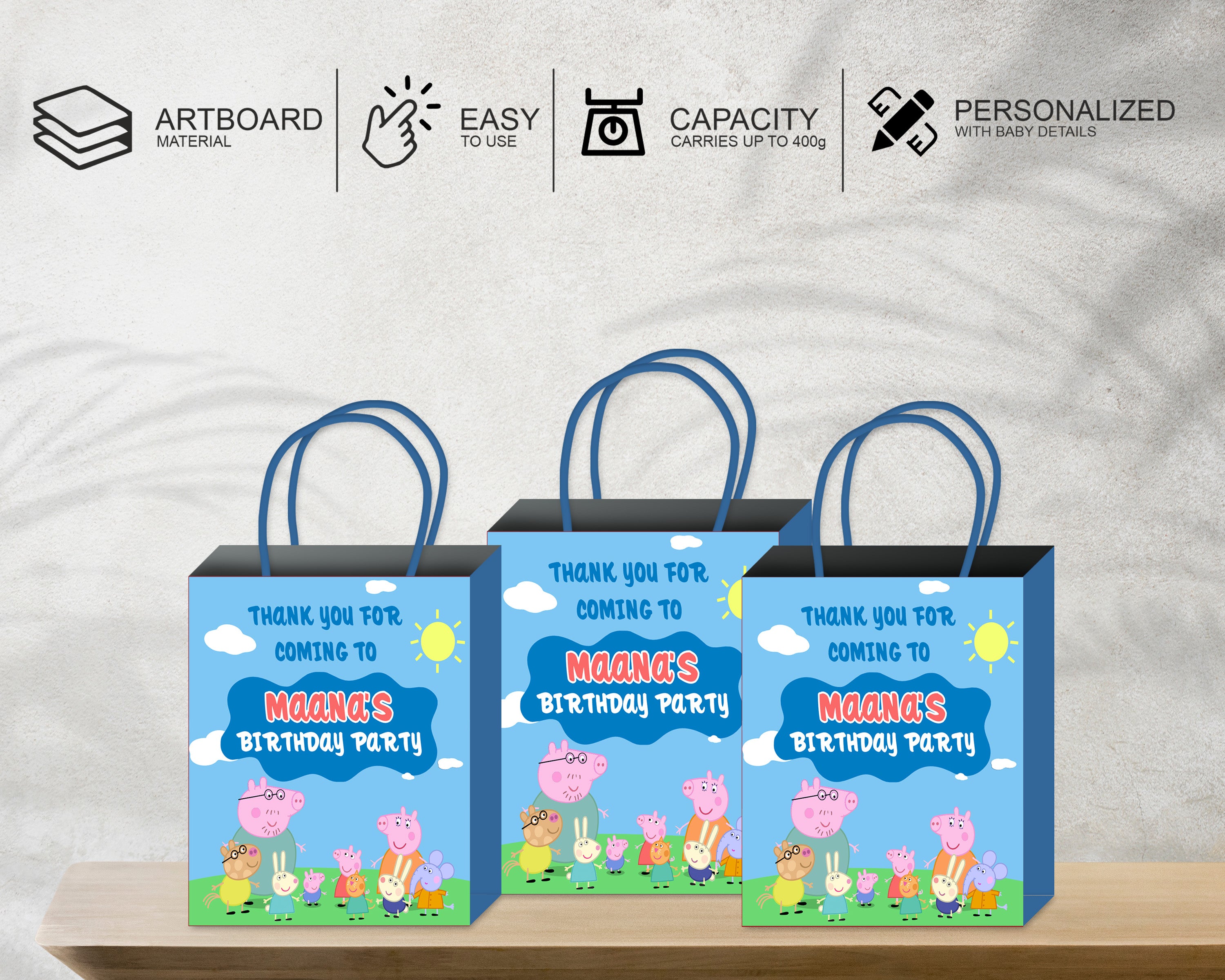 PSI Peppa Pig Theme Personalized Return Gift Bag