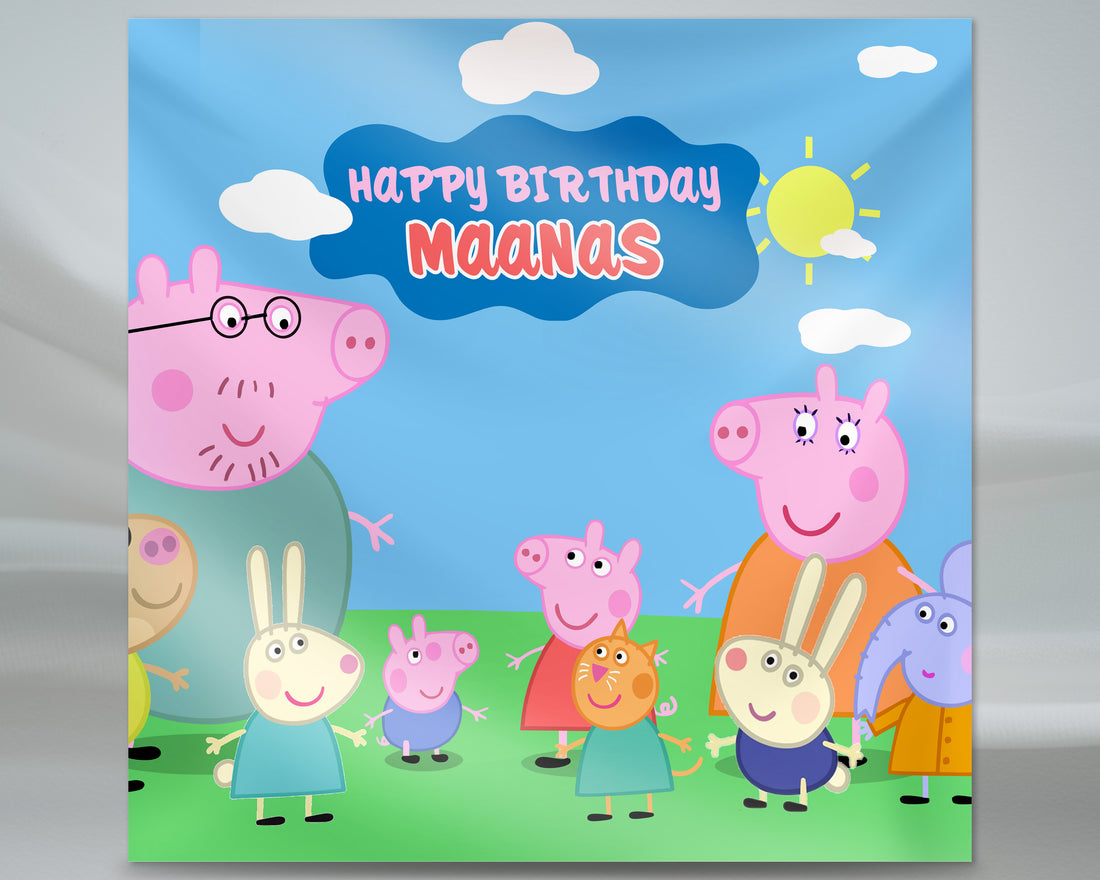 Peppa Pig Theme Personalized Square Backdrop