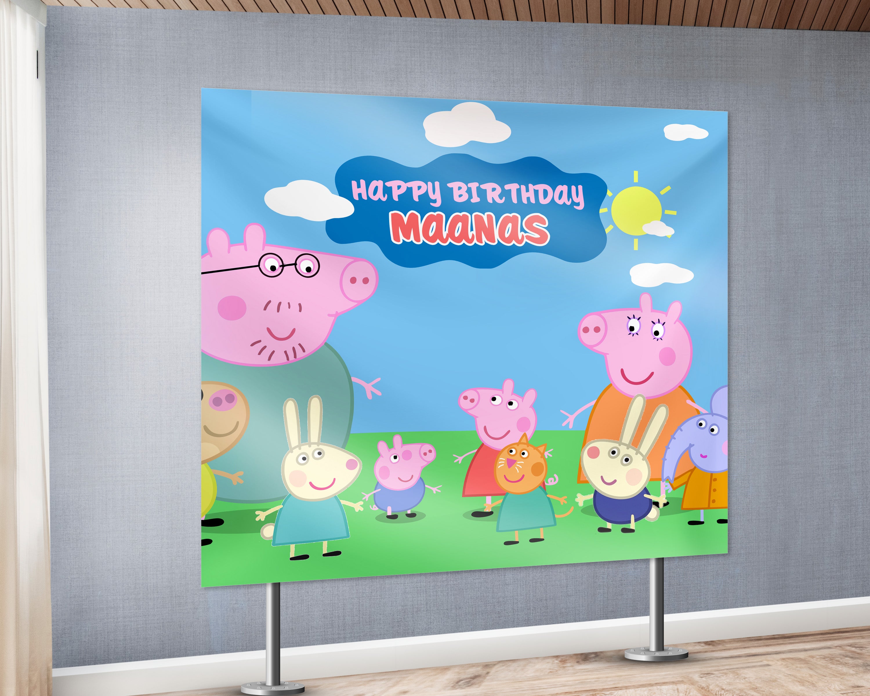 PSI Peppa Pig Theme Personalized Square Backdrop