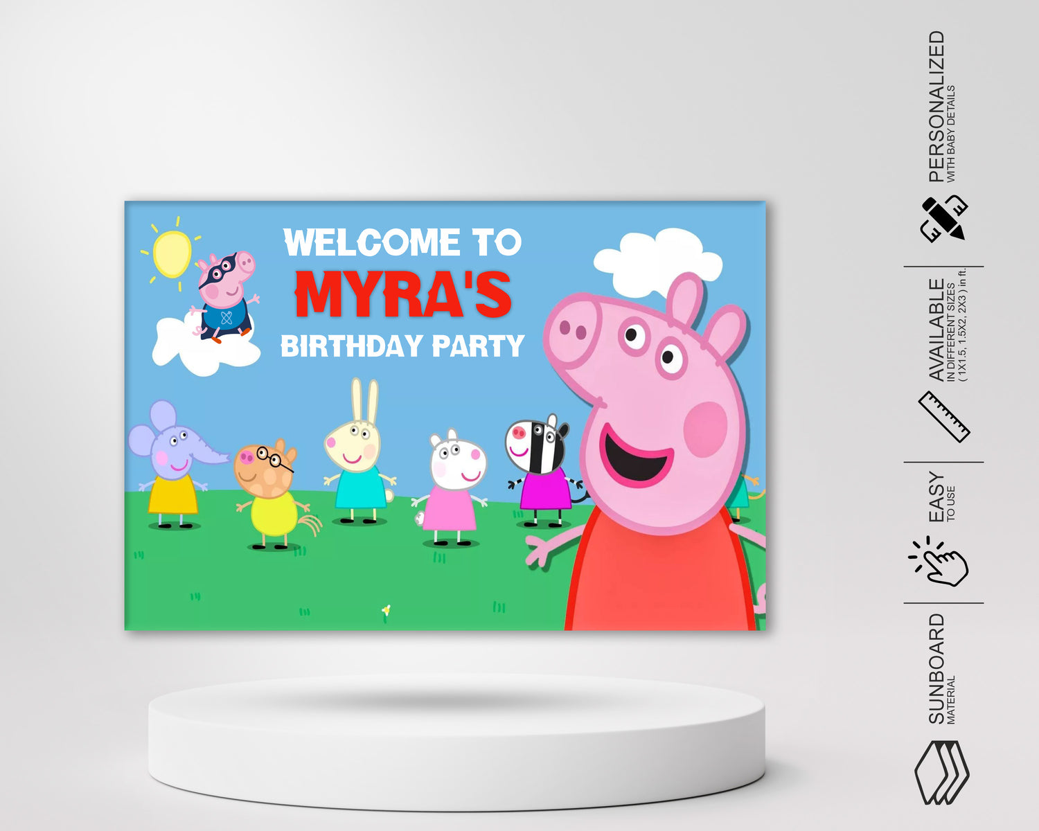 PSI Peppa Pig Theme Personalized Welcome Board