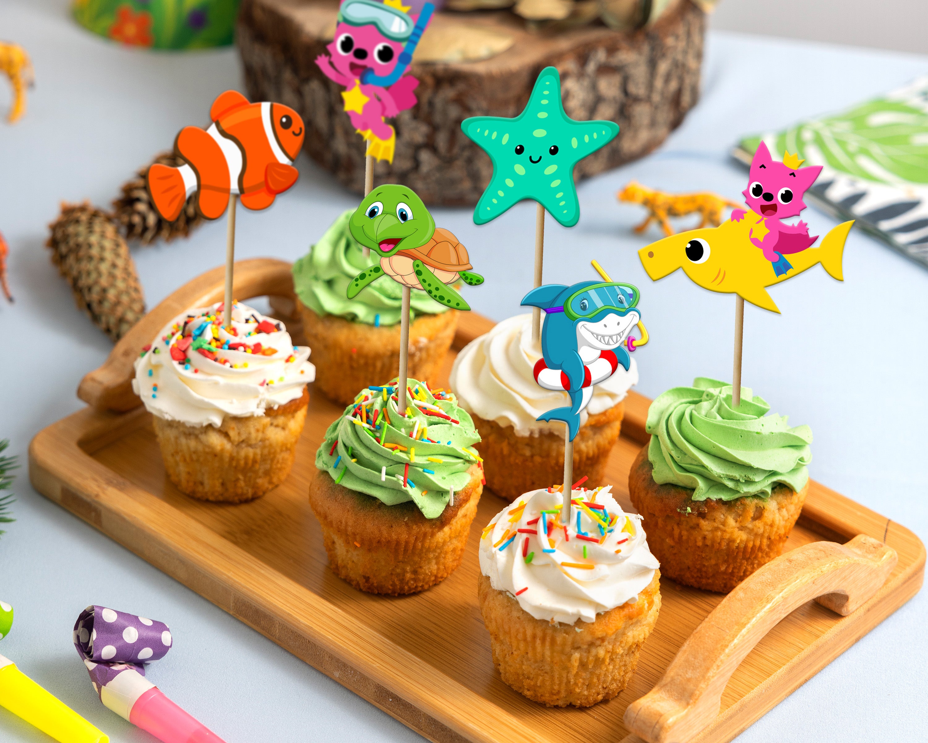 PSI Shark Theme Cup Cake Topper