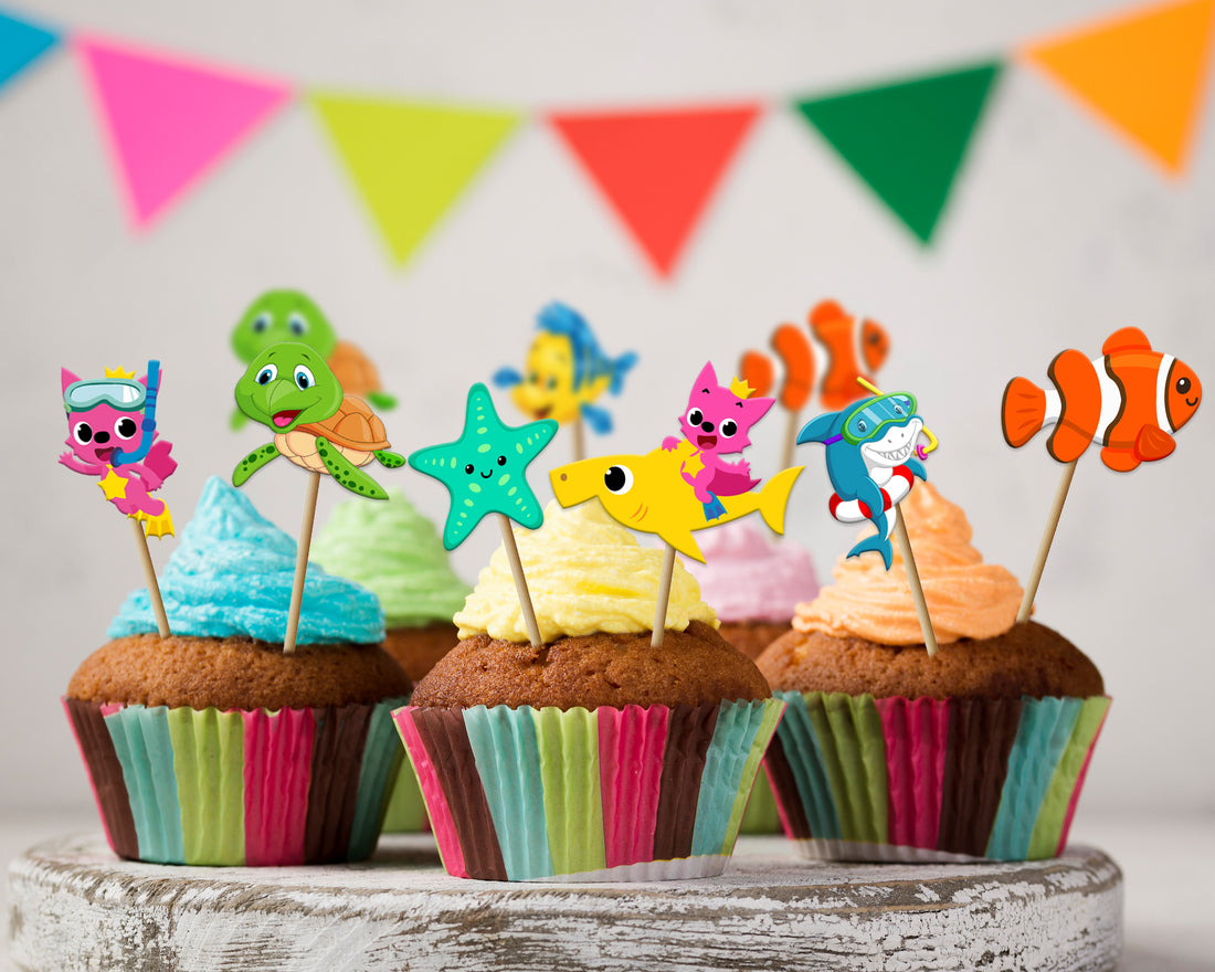 PSI Shark Theme Cup Cake Topper