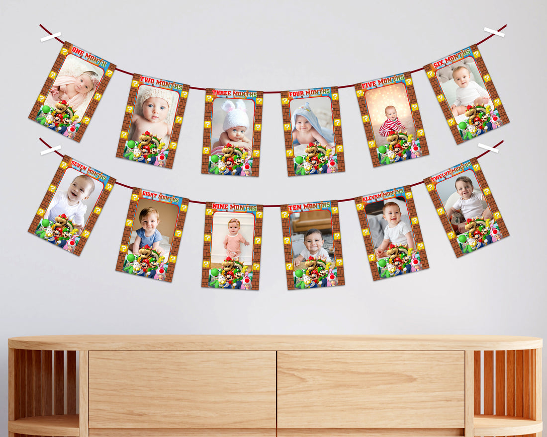 Super Mario Theme 12 Months Photo Banner