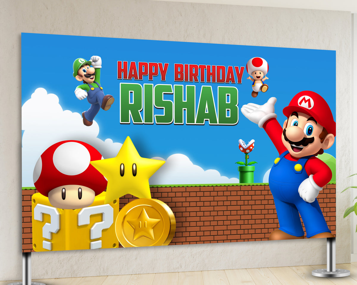 Mario Spring Theme Super Mario Theme Backdrop | Home Birthday Party Themes online – Party ...