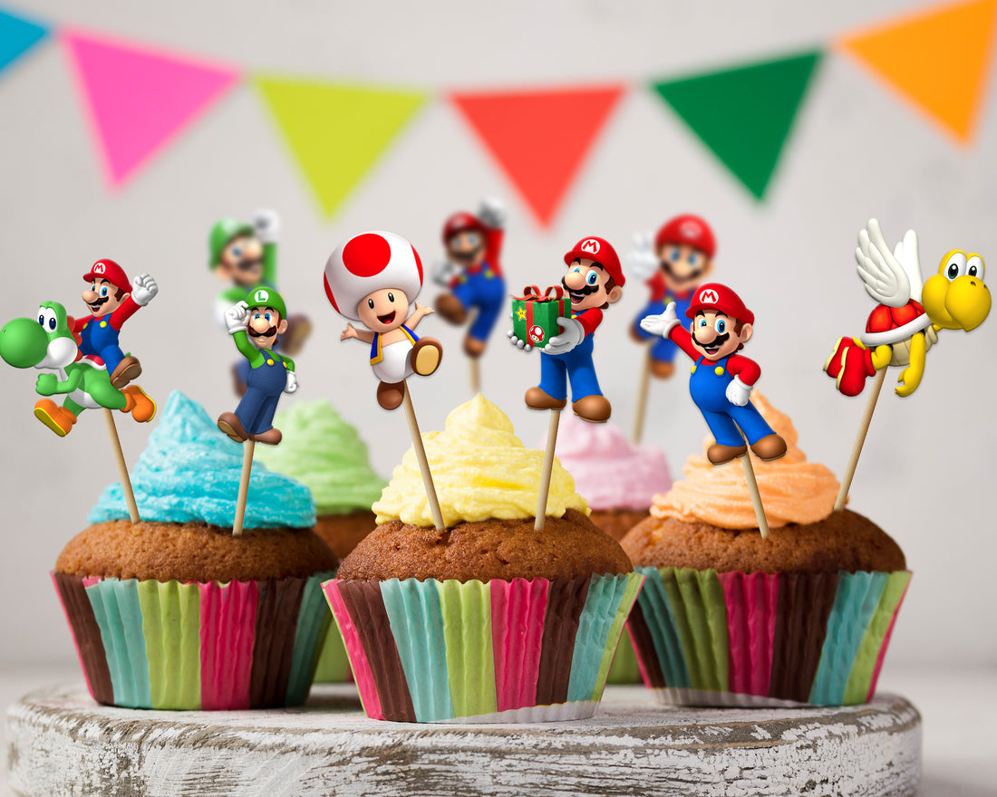 Super Mario Theme Characters Cup Cake Topper