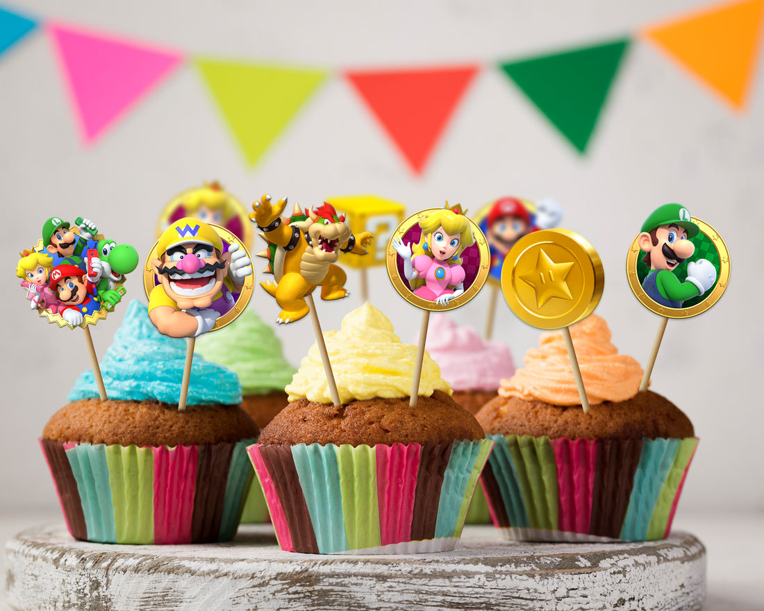 Super Mario Theme Cup Cake Topper