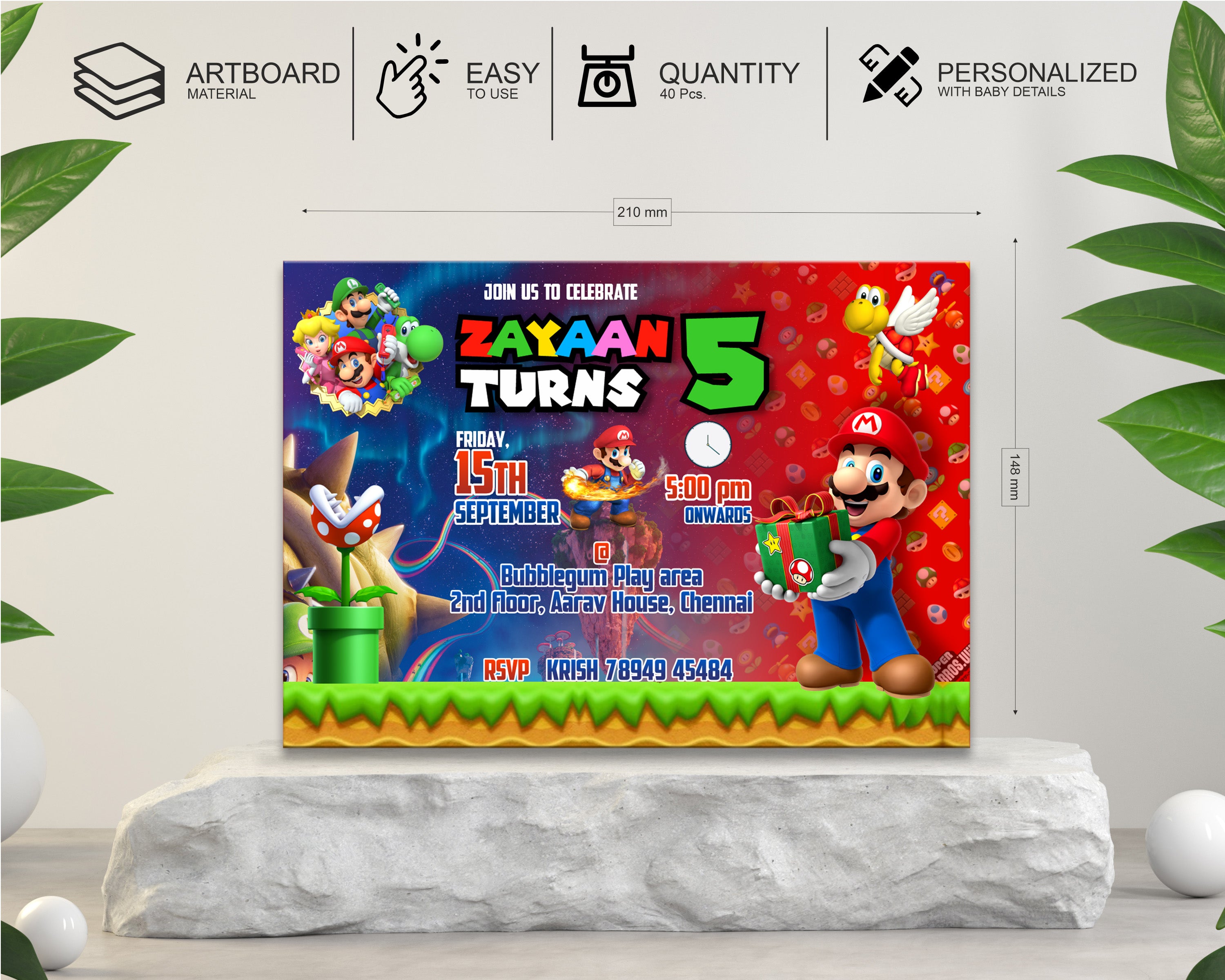PSI Super Mario Theme Customized Invite