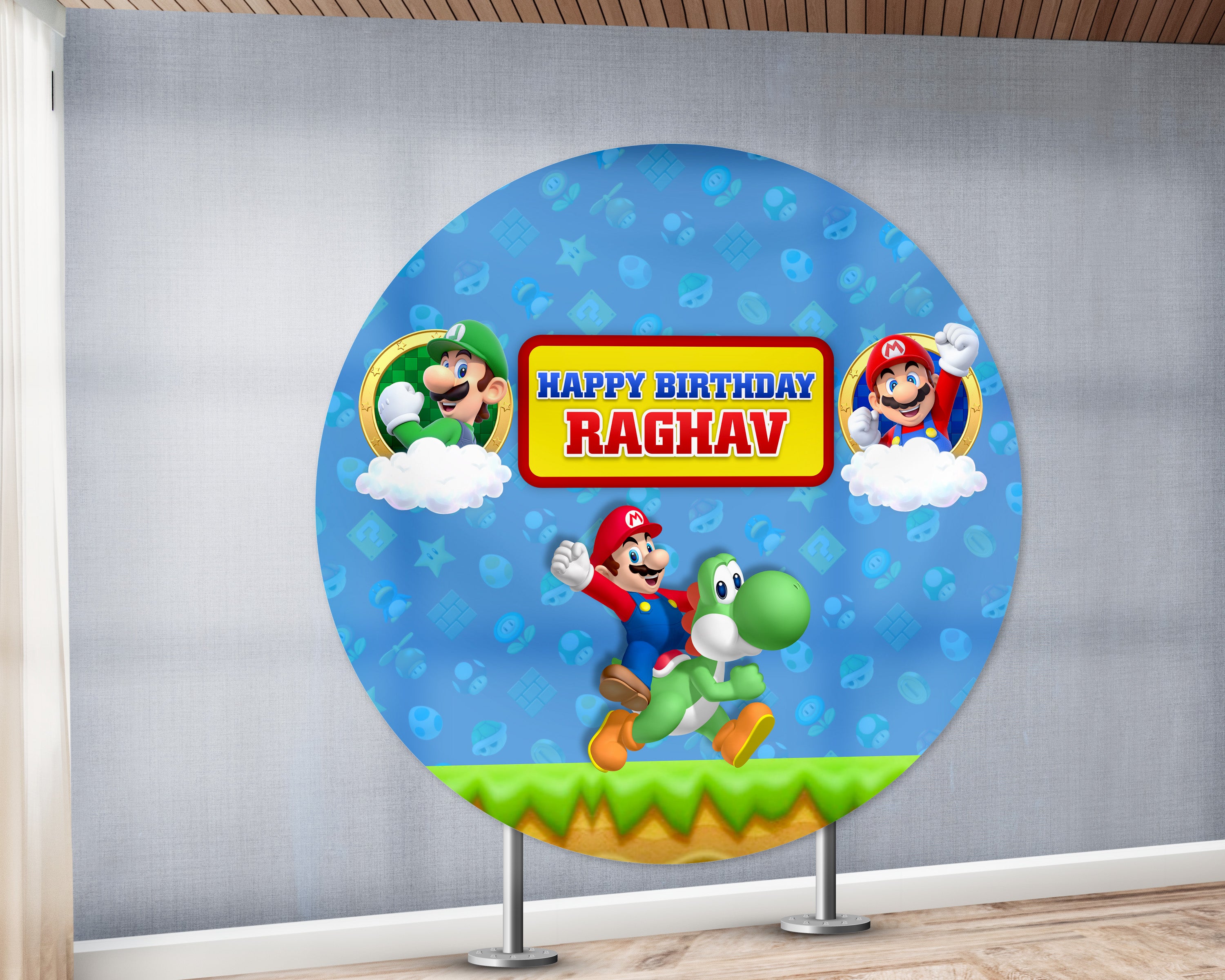 PSI Super Mario Theme Customized Round Backdrop