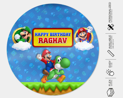 PSI Super Mario Theme Customized Round Backdrop