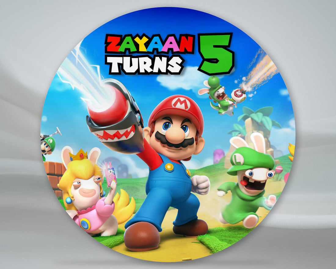 PSI Super Mario Theme Personalized Round Backdrop