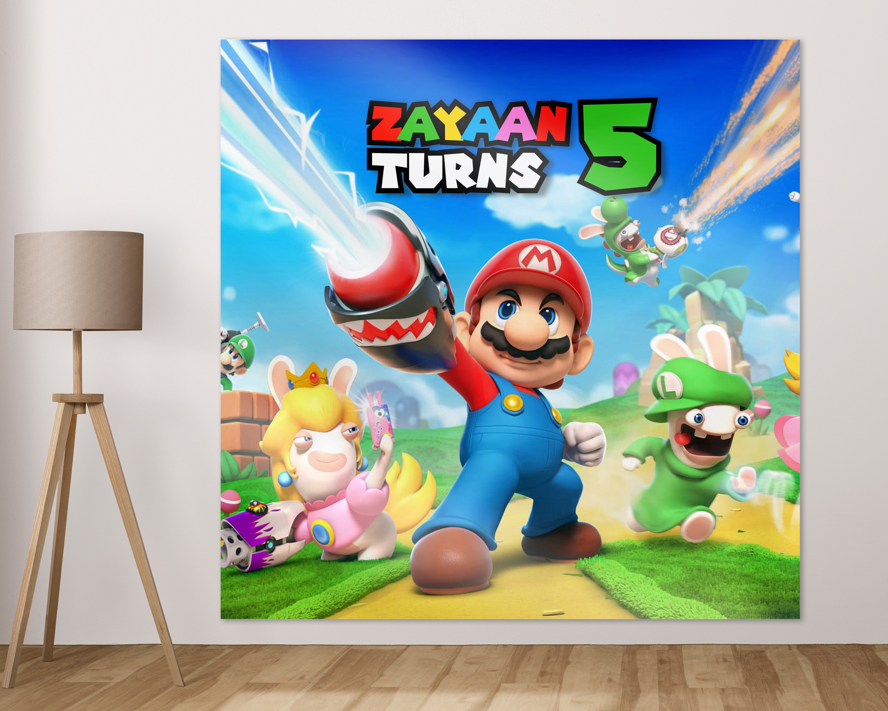 Mario Moving Backdrop Super Mario Theme Personalized Square Backdrop | Birthday party su ...