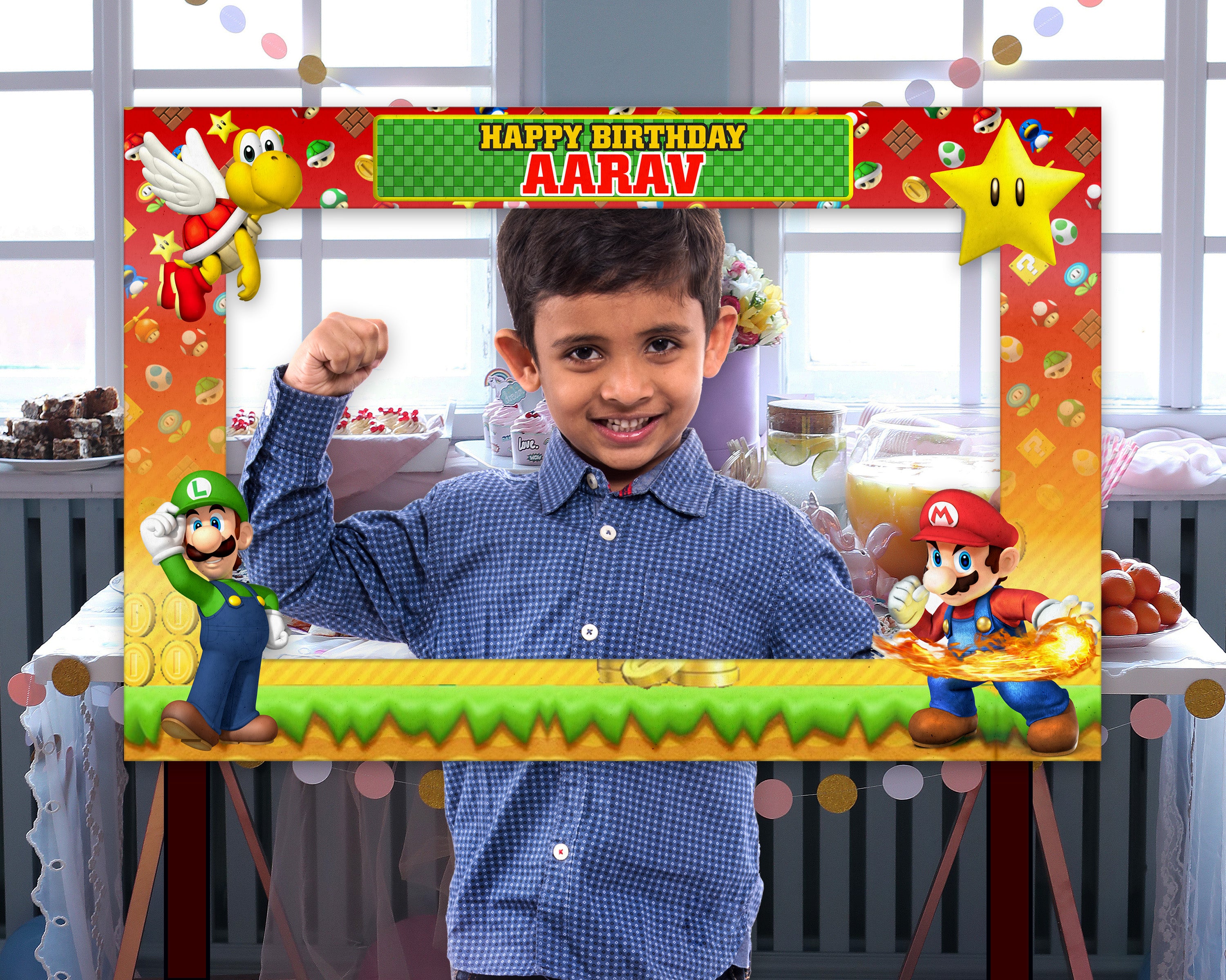 Super Mario Theme PhotoBooth | Birthday party decoration online – Party ...