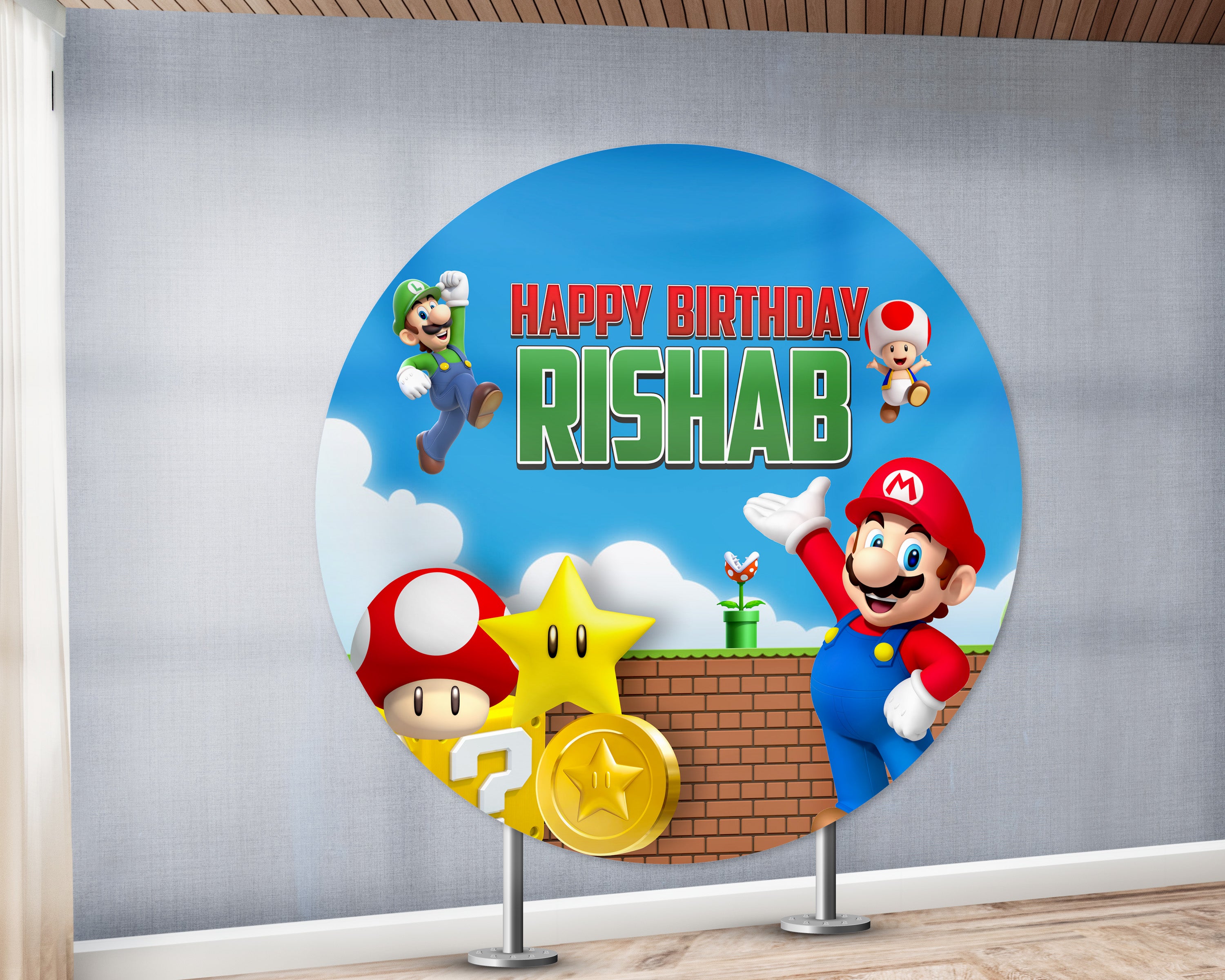 PSI Super Mario Theme Round Backdrop
