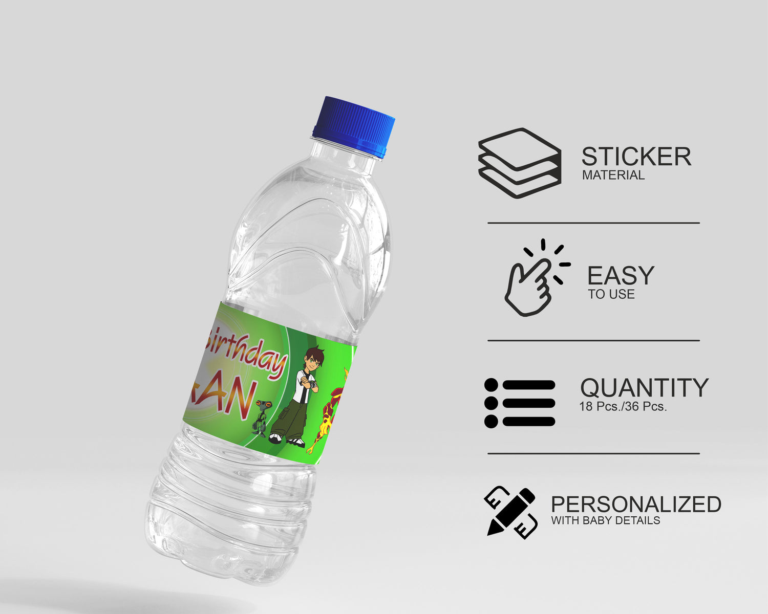 Ben 10 Theme Water Bottle Sticker