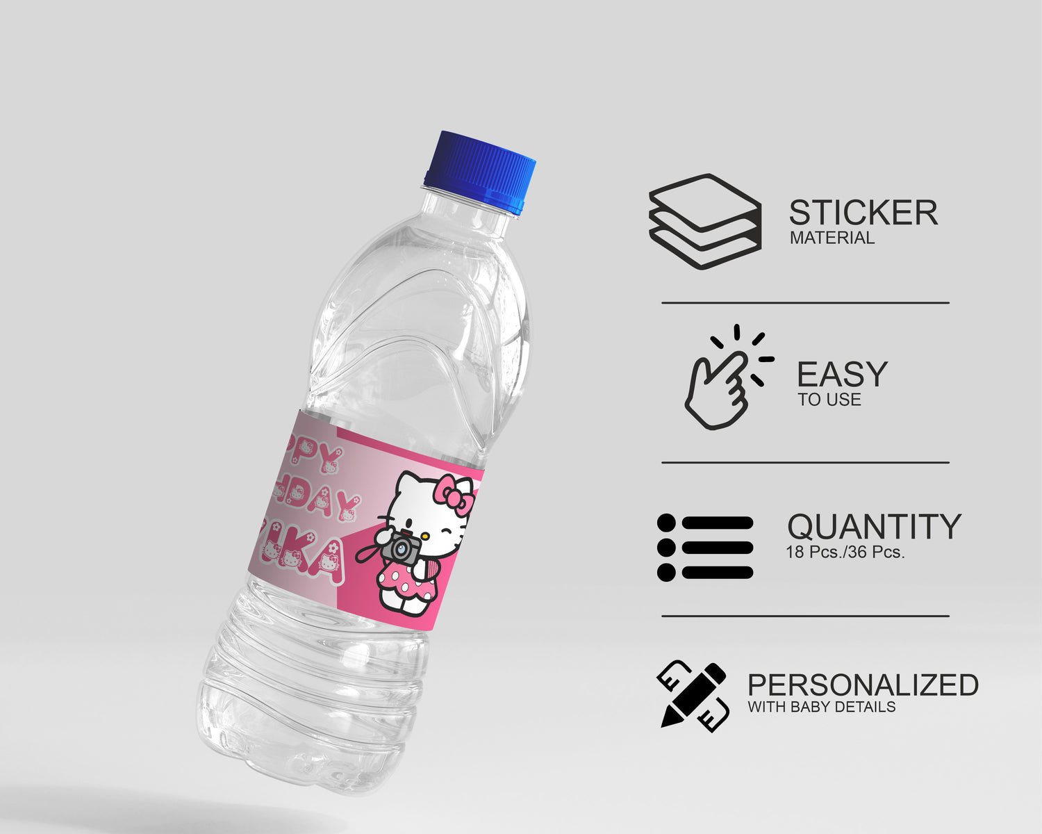 Hello Kitty Theme Water Bottle Sticker