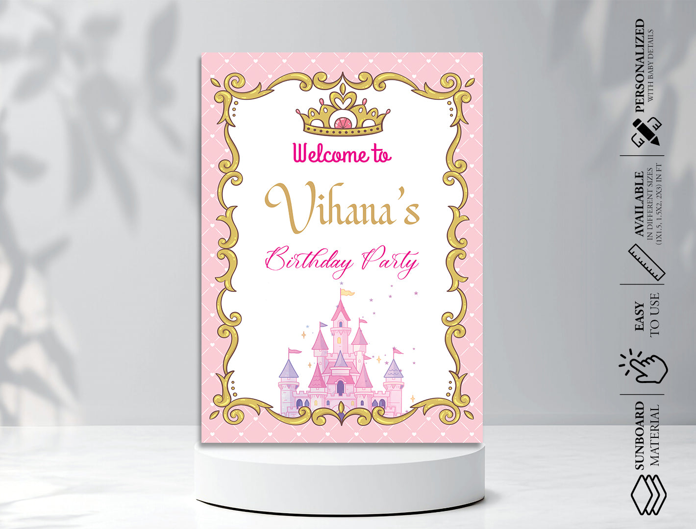 Princess Theme Customized Welcome Board