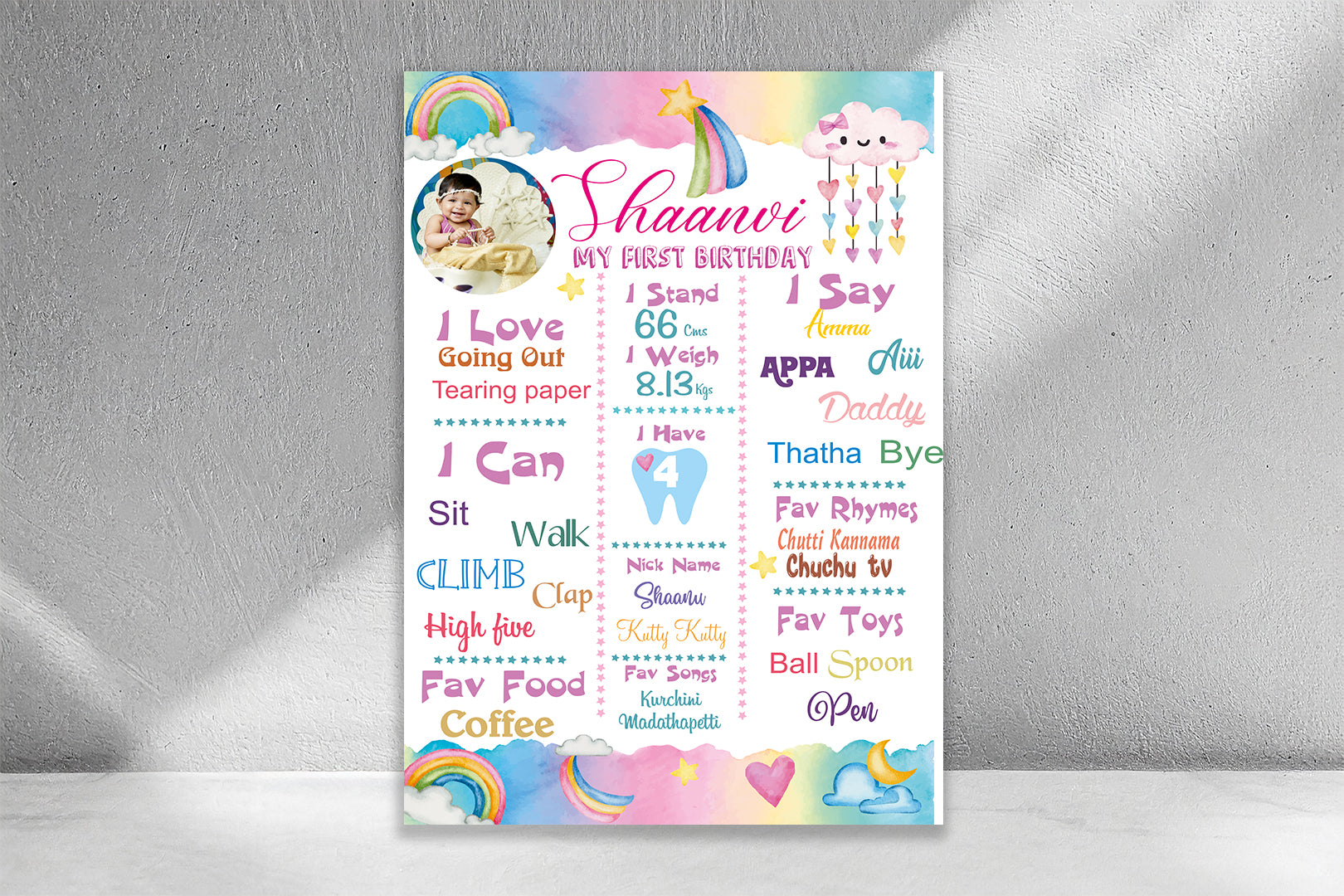 Rainbow  Theme Girl Chalkboard