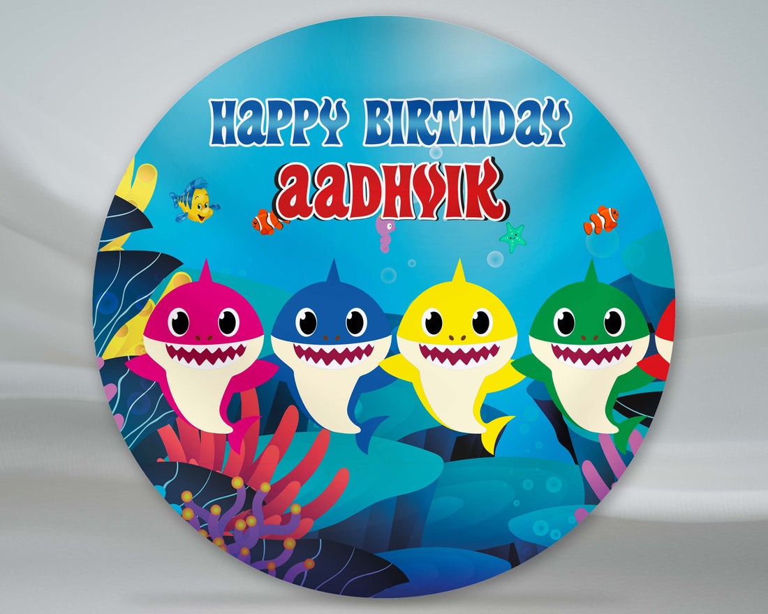 Shark Personalized Round Backdrop