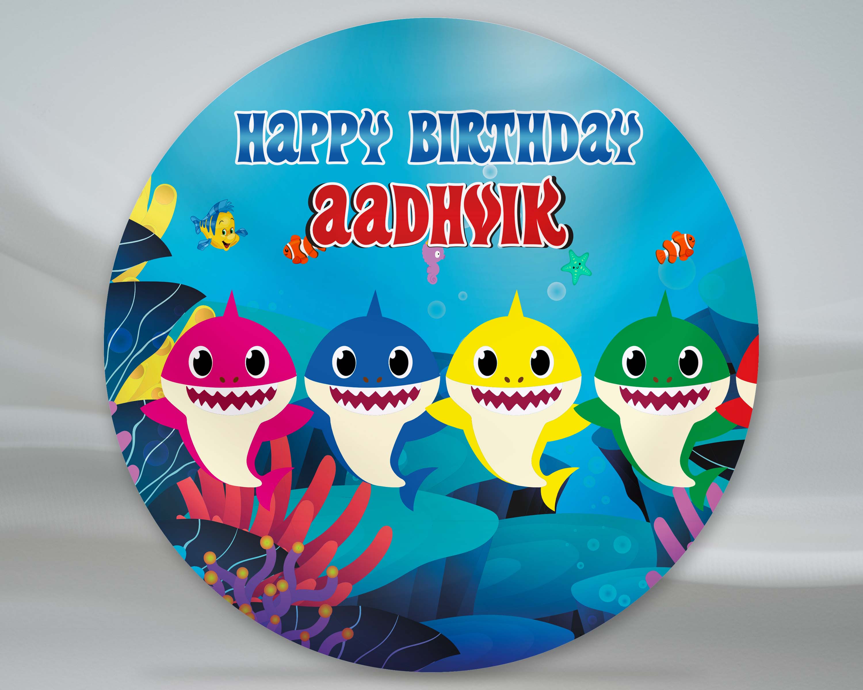 Shark Personalized Round Backdrop