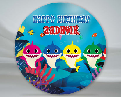 Shark Personalized Round Backdrop