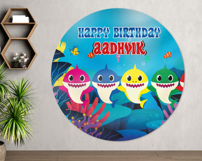 Shark Personalized Round Backdrop
