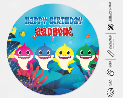 Shark Personalized Round Backdrop