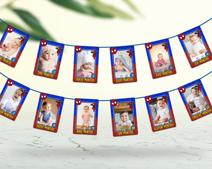 Spiderman Theme 12 Months Photo Banner