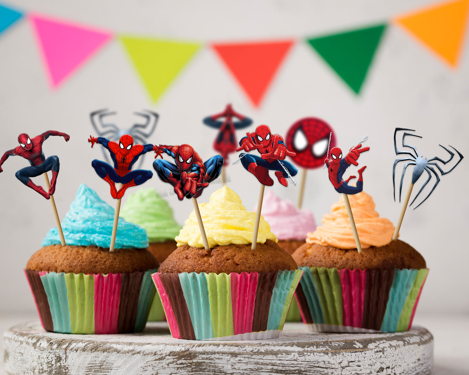 Spiderman Theme Characters Cup Cake Topper - image 3 of 3 | Party Supplies India