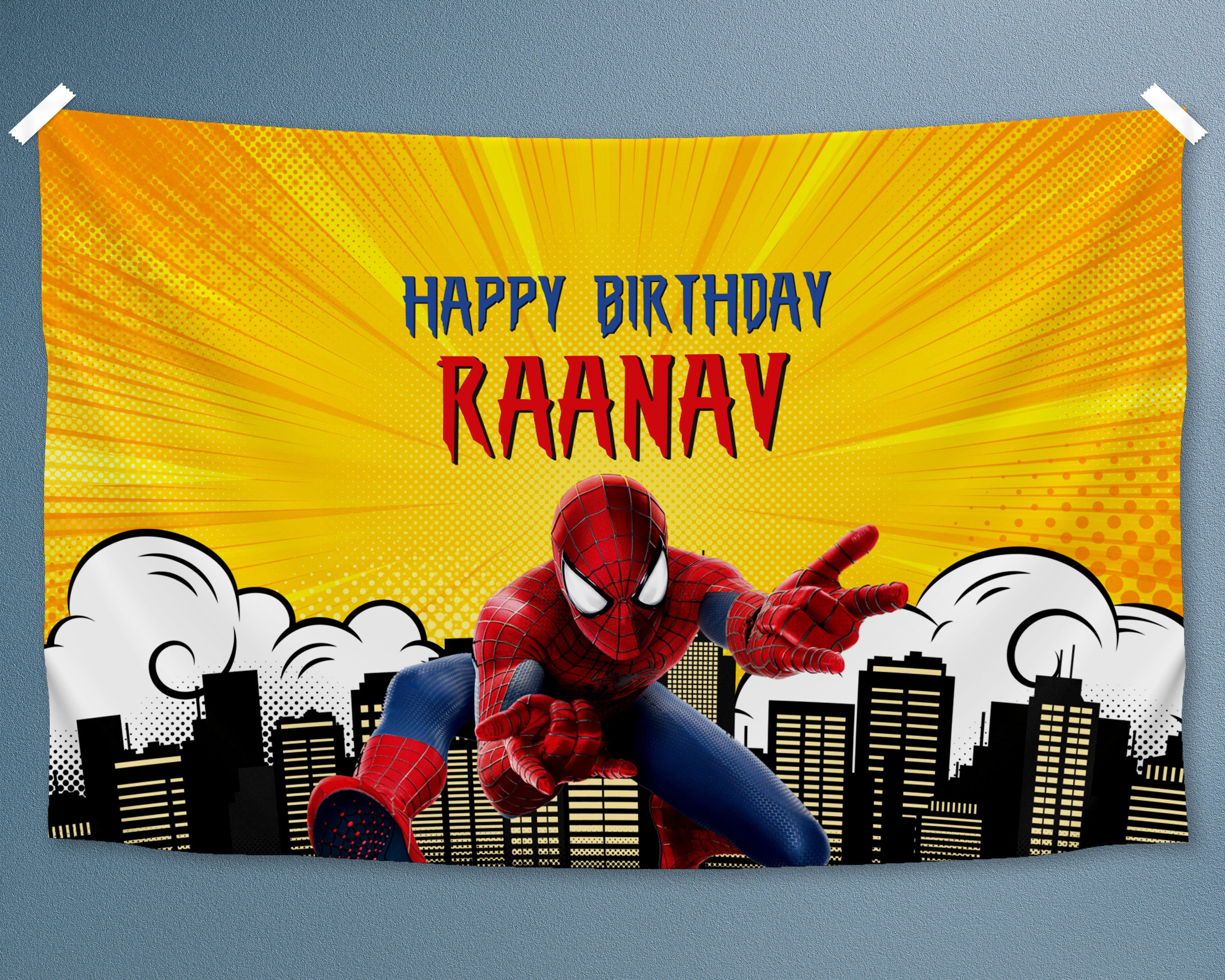 Spiderman Customized  Theme Backdrop - image 1 of 4 | Party Supplies India