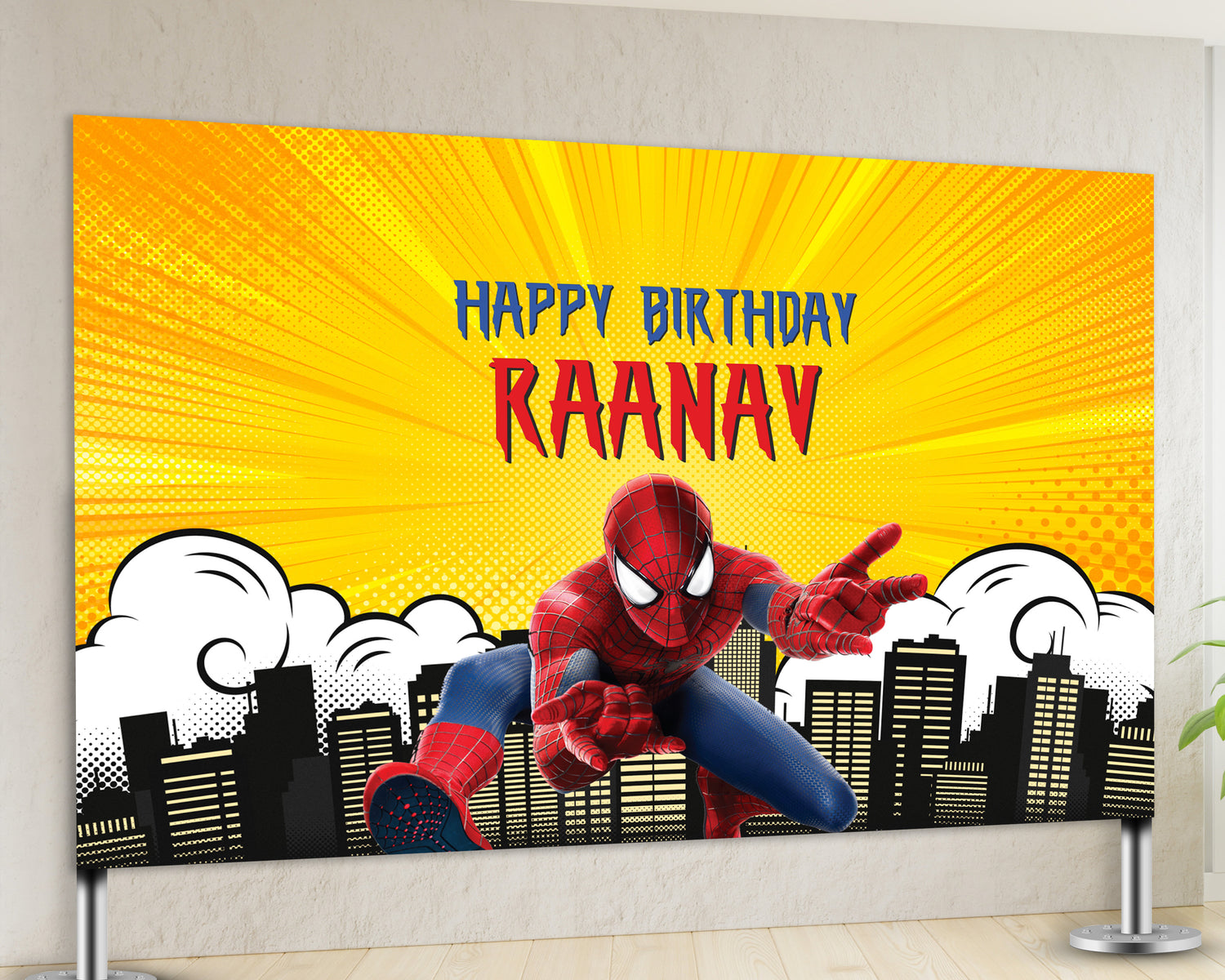 Spiderman Customized  Theme Backdrop - image 2 of 4 | Party Supplies India