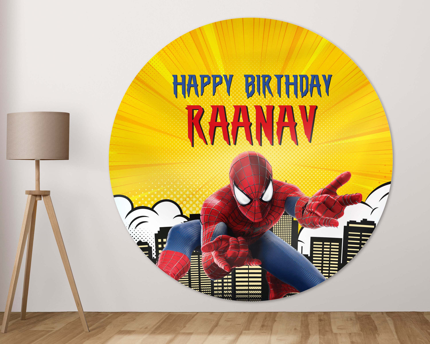 Spiderman Theme Customized Round Backdrop - image 2 of 5 | Party Supplies India