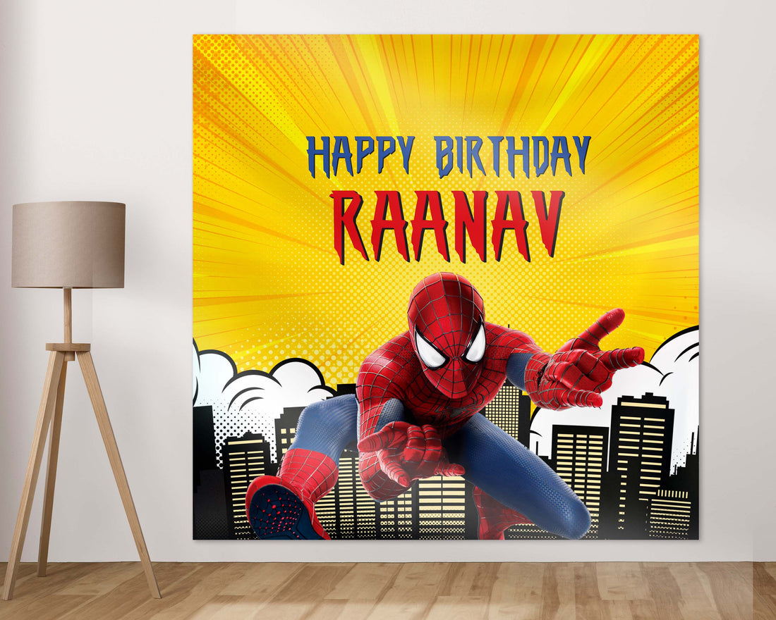 Spiderman Theme  Customized Square  Backdrop - image 2 of 4 | Party Supplies India