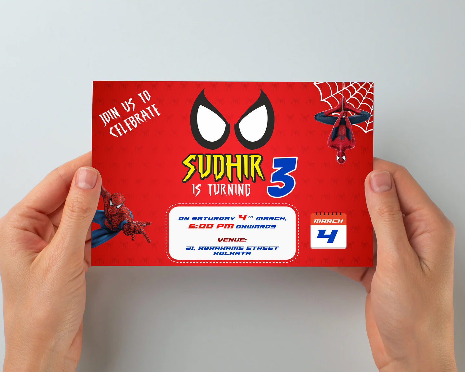 Spiderman Theme Invite - image 2 of 2 | Party Supplies India