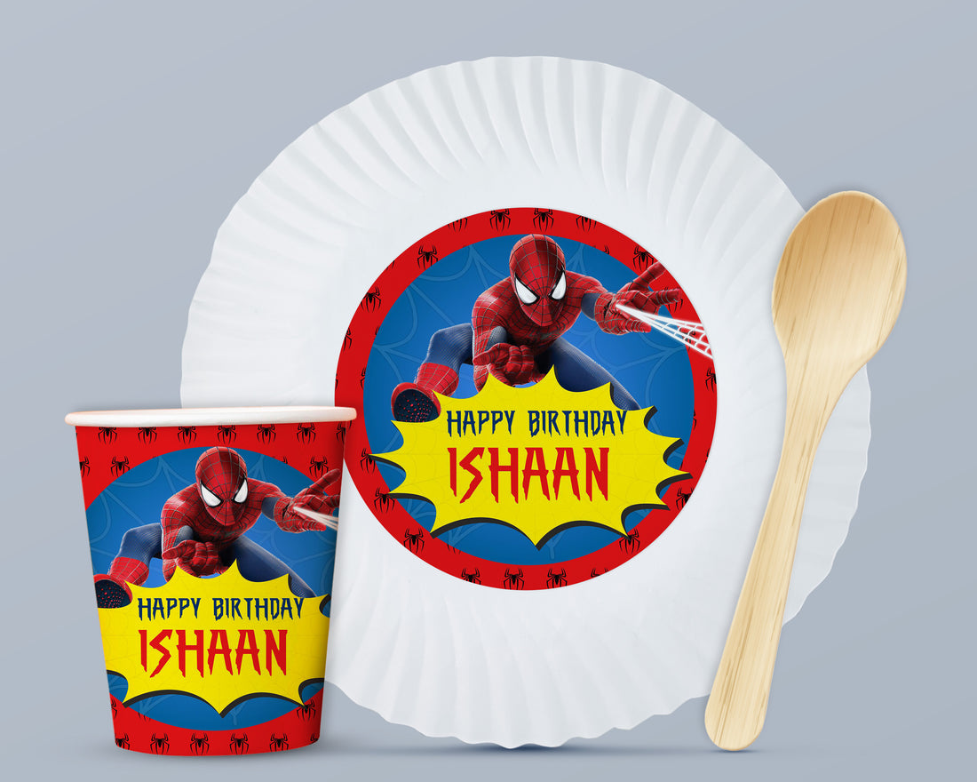 Spiderman Theme Party Cups and Plates Combo