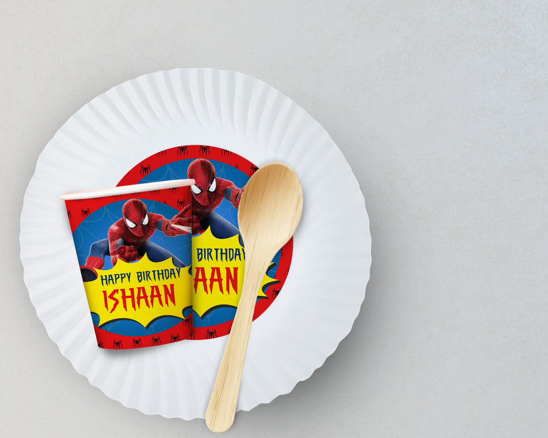 Spiderman Theme Party Cups and Plates Combo
