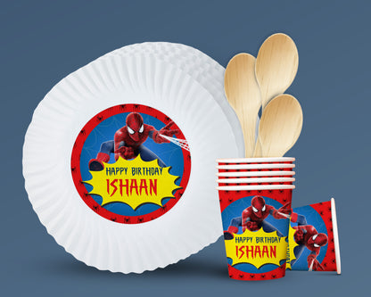 Spiderman Theme Party Cups and Plates Combo