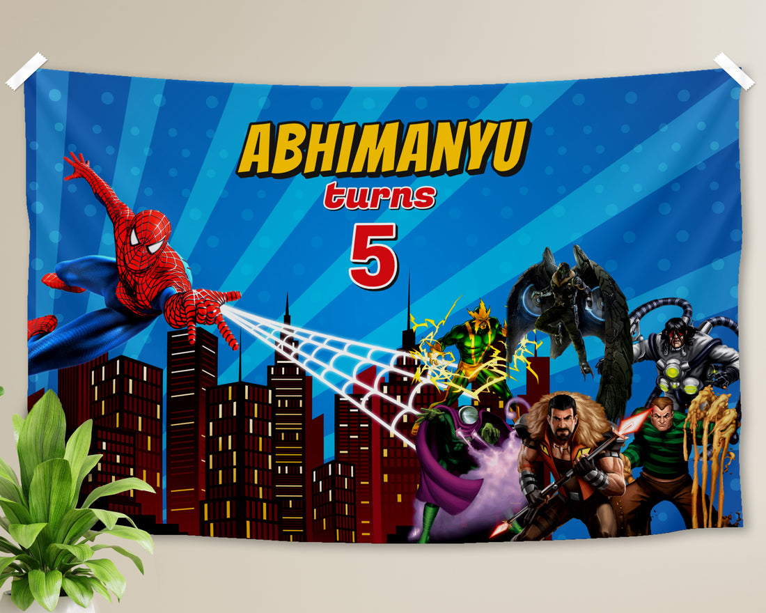 Spiderman Personalized Theme Backdrop - image 1 of 4 | Party Supplies India