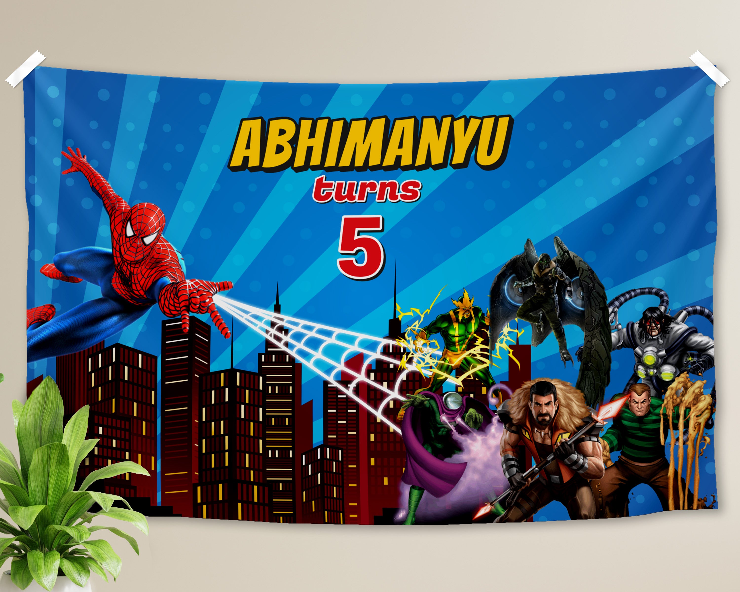 Spiderman Personalized Theme Backdrop - image 1 of 4 | Party Supplies India