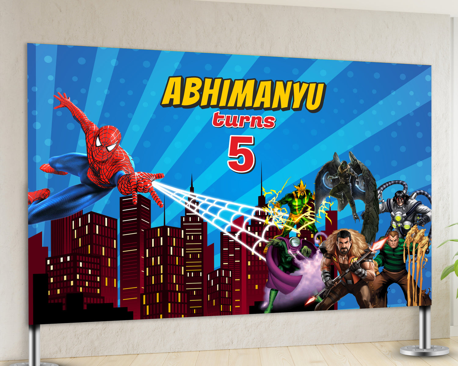 Spiderman Personalized Theme Backdrop - image 2 of 4 | Party Supplies India