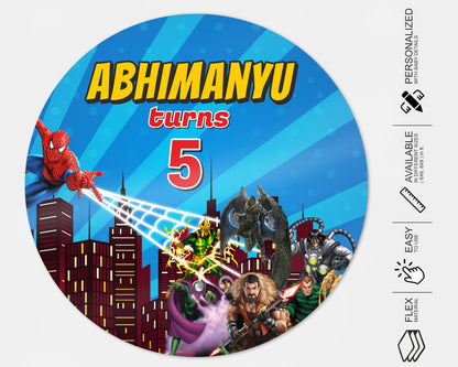 Spiderman Theme Round Personalized  Backdrop - image 4 of 5 | Party Supplies India