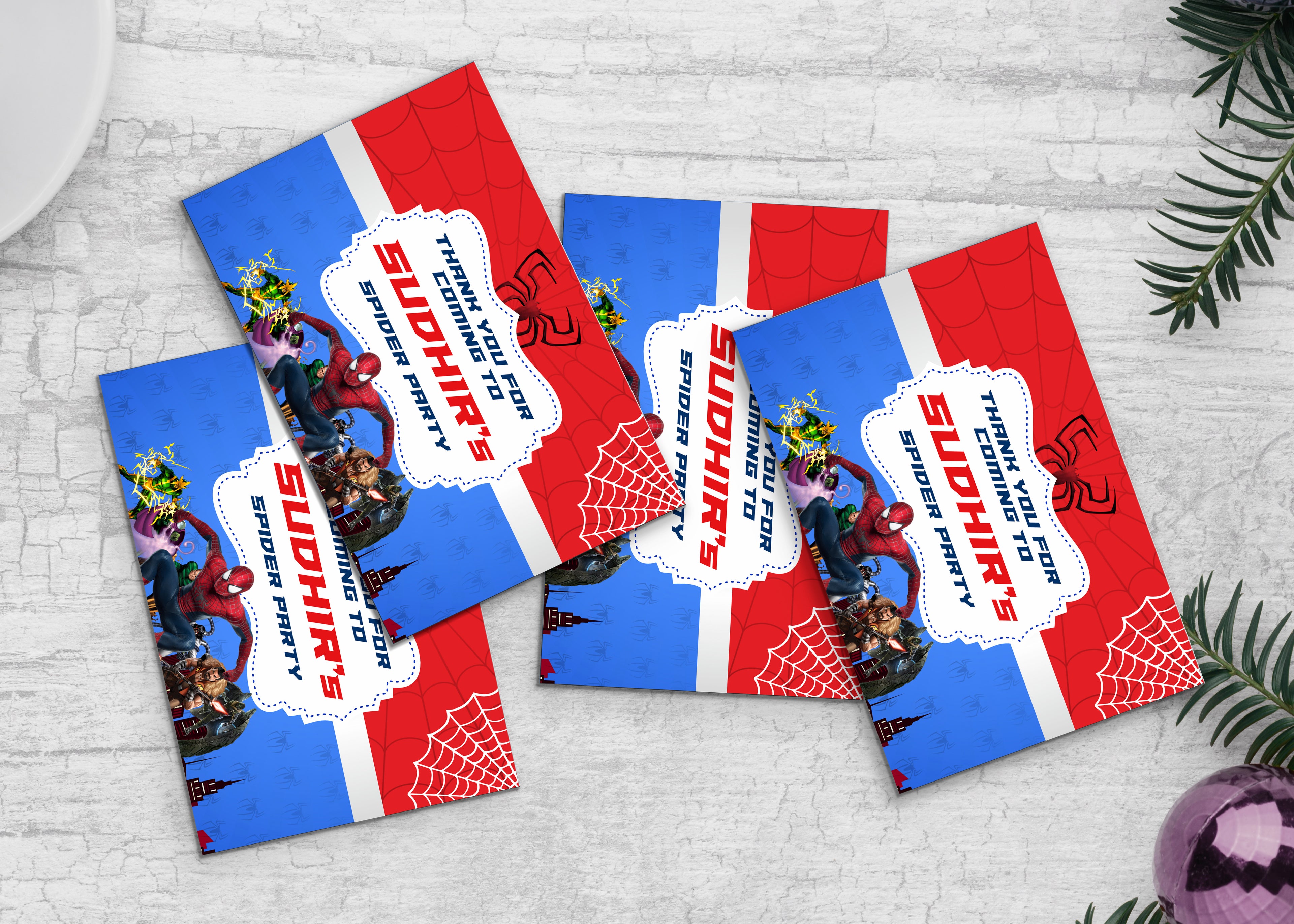 Spiderman Theme Thank You Card