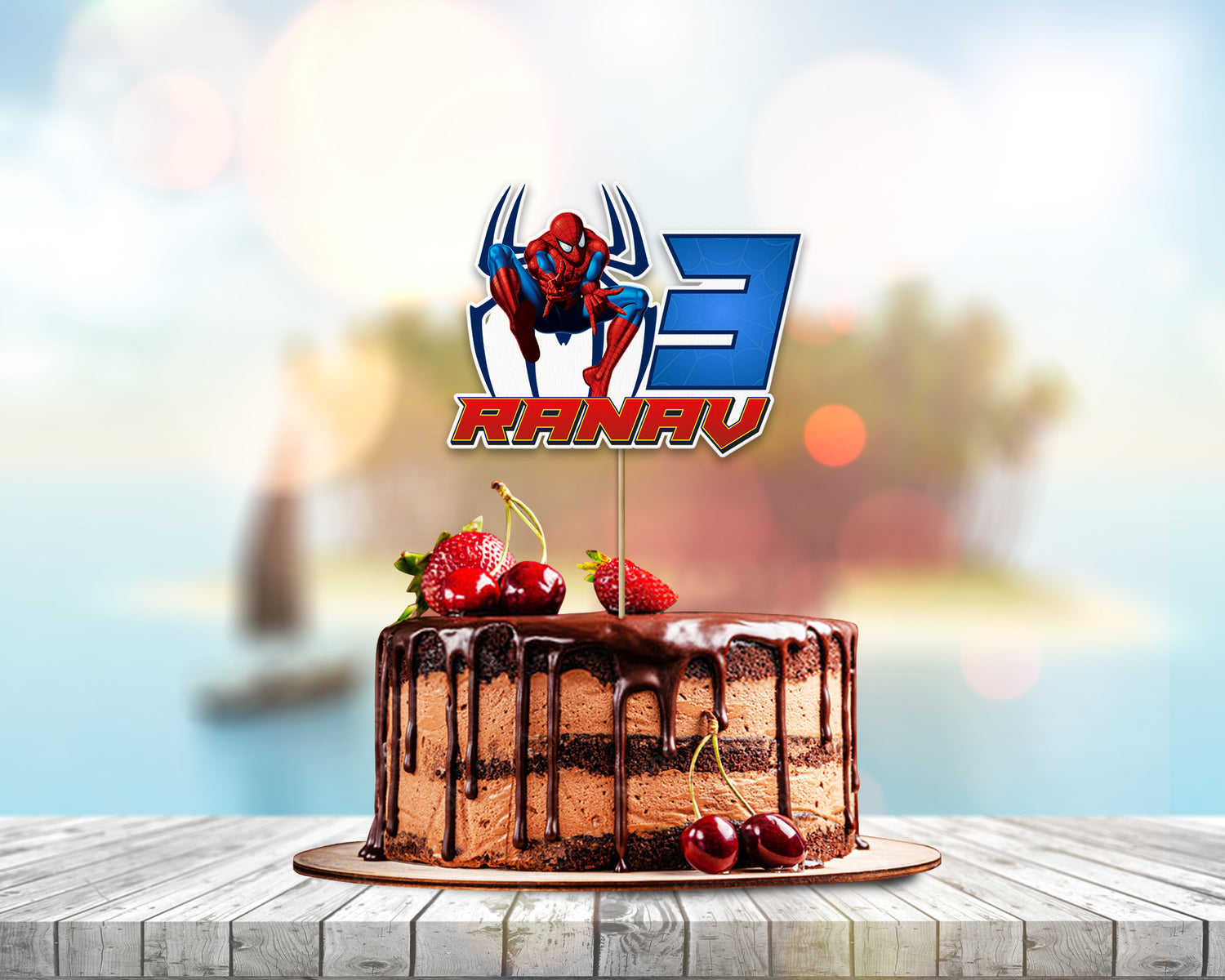 SPIDERMAN THEME CUSTOMIZED CAKE TOPPER