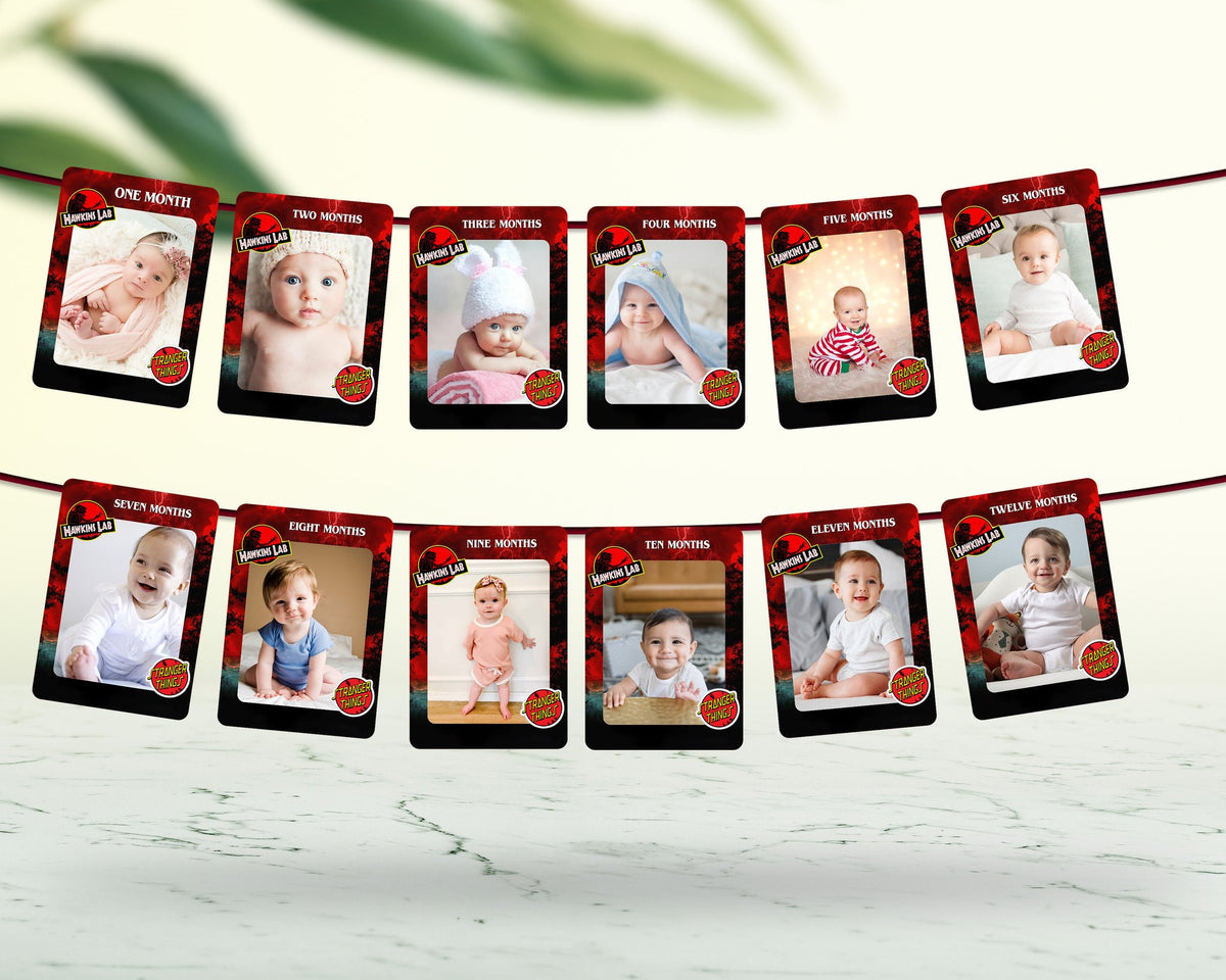 Stranger Things Theme 12 Months Photo Banner