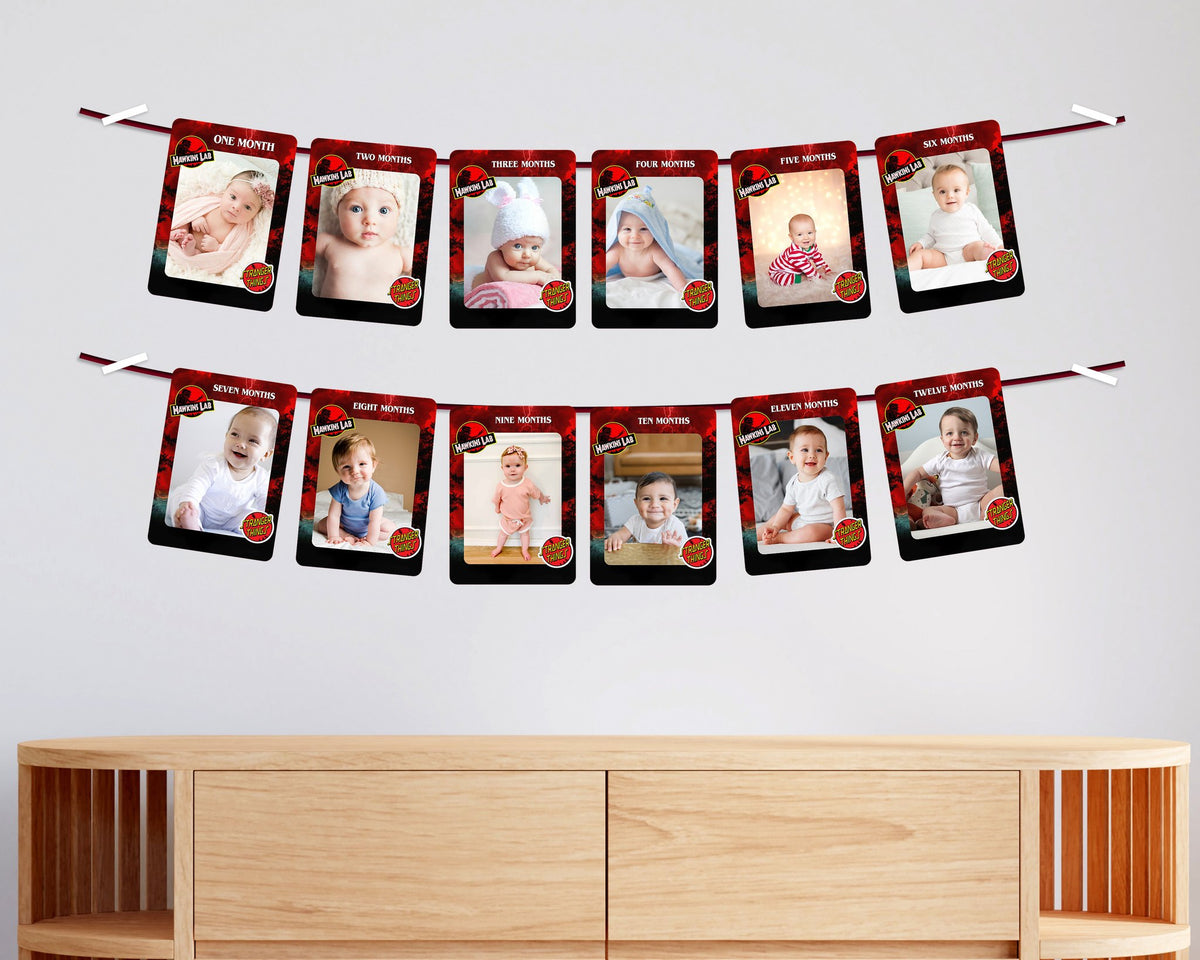 Stranger Things Theme 12 Months Photo Banner