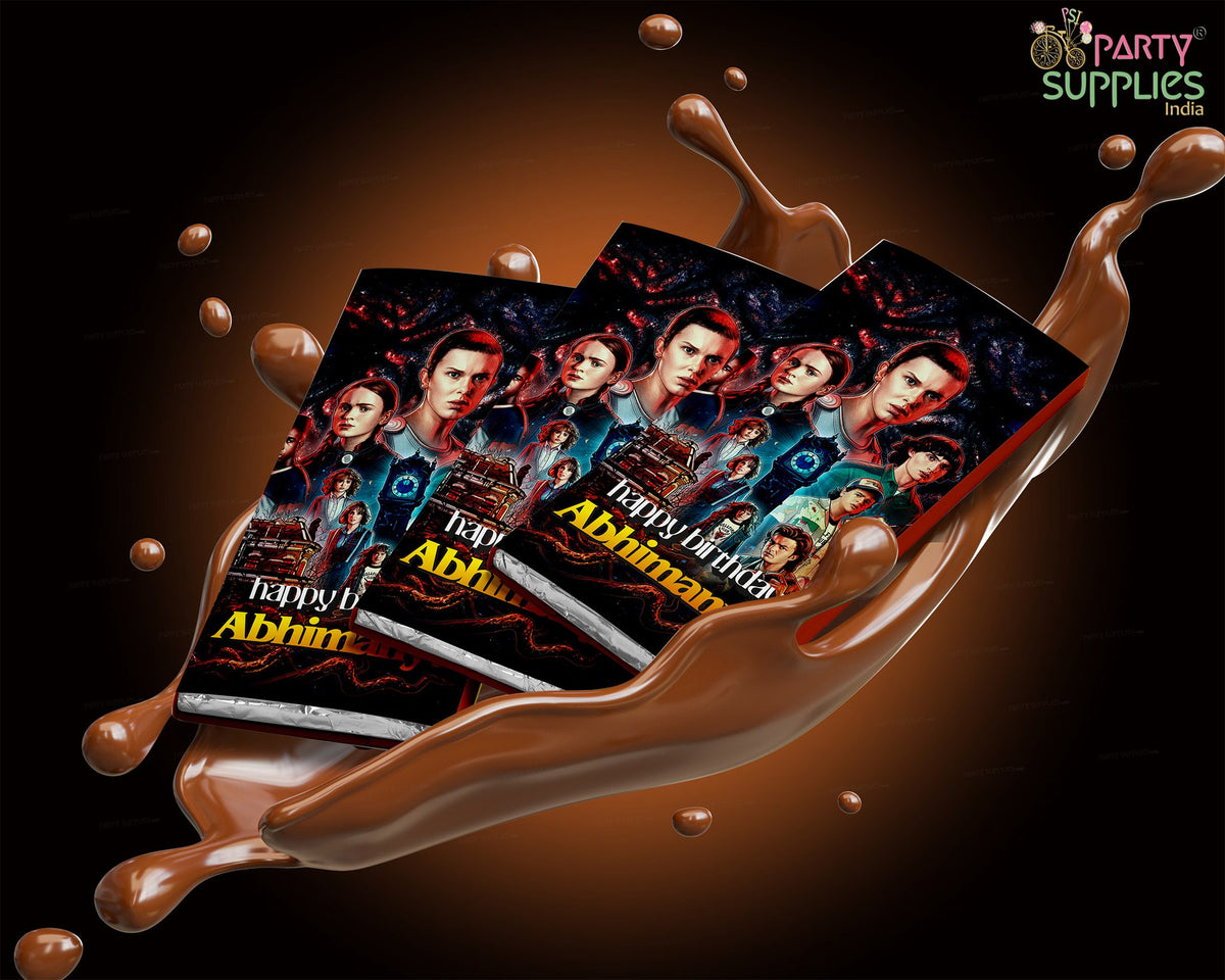 Stranger Things Theme Home Made Chocolate Return Gifts